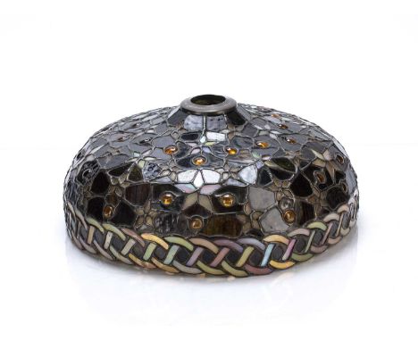 Tiffany style glass light or lamp shade, with decorative floral patterns, unsigned, 36cm acrossCondition report: With some cr