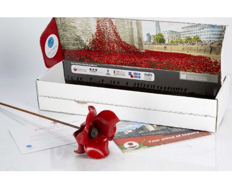 Paul Cummins (b.1977)Three ceramic poppies, from the 888246 poppies made for the poppy art installation 'Blood Swept Lands an