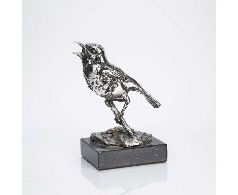 Michael Davies (Contemporary) 'Sky lark' stainless steel sculpture, dated 2013 to a plaque on the underside, standing on a ma