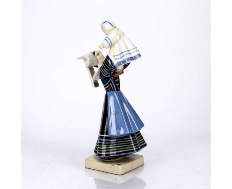 Robert Micheau-Vernez (1907-1989) for Henriot Quimper Ceramics 'Mother and child' ceramic figure group, signed to the base an