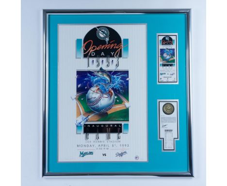 This beautifully framed and artfully matted commemorative collage features a limited-edition lithograph of the team's first-d