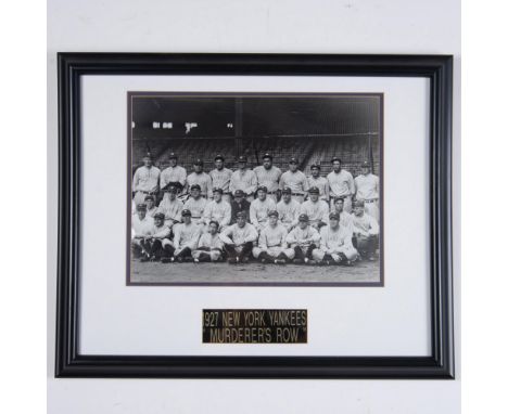This elegant black and white photo, beautifully framed in a matching black and white mat, captures the iconic 1927 New York Y