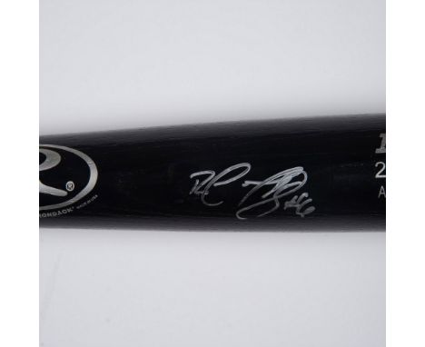 This black Big Stick #212B Adirondack professional model baseball bat is signed in silver by Ruben Gotay. Dimensions: 32"L x 