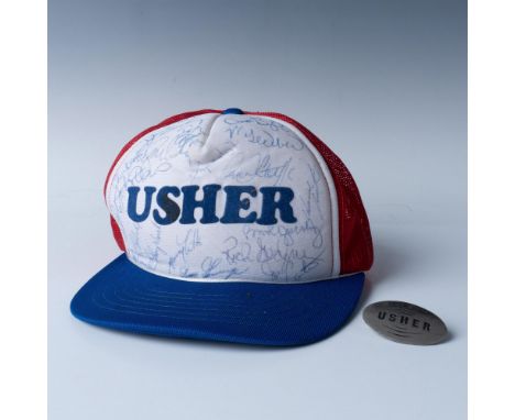 This pair includes a red, white, and blue adjustable hat that was autographed at the 1988 Cooperstown Hall of Fame game. Addi