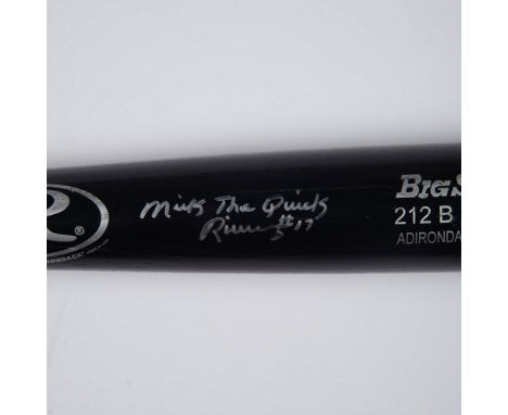 This is a black Big Stick #212B Adirondack model baseball bat signed in silver by Mickey Rivers. Dimensions: 32"L x 8"Cir. Ma