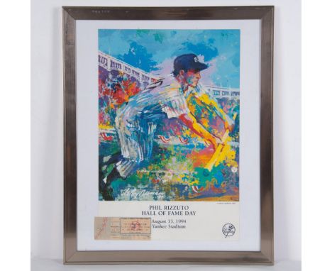 This stunning color poster of the Leroy Neiman painting depicting legendary New York Yankee Phil Rizzuto at bat in Yankee Sta