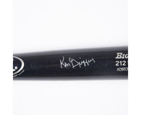 This black Big Stick #212B Adirondack model baseball bat is signed in silver by Ken Griffey. George Kenneth Griffey Sr. is an