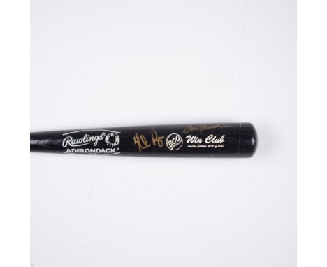 This is a black Rawlings #212B Limited edition 300th Win club bat autographed by Early Wynn, Steve Carlton, Tom Seaver, Gaylo