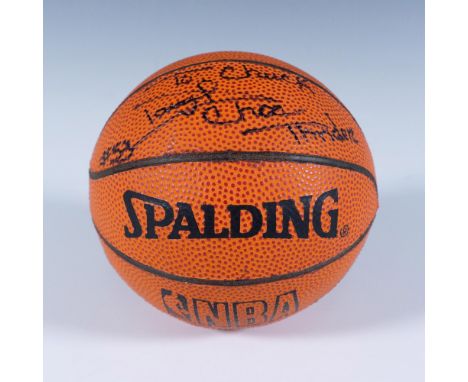 Mini Spalding NBA basketball signed by the late Darryl R. Dawkins, aka Chocolate Thunder. Dimensions: 5" dia. Condition: Age 