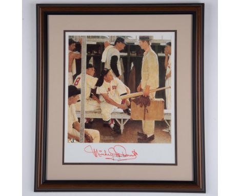 This charming print of Norman Rockwell's iconic artwork, The Rookie, which captures a fresh-faced ballplayer entering the loc