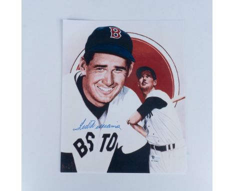 This is a vintage two-pose photo of MLB Hall of Fame Boston Red Sox player, Ted Williams. Certificate of Authenticity include