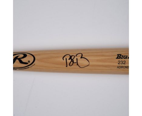 This Rawlings Big Stick #232 Adirondack model bat is signed by Bret Boone. Bret Robert Boone, an American former Major League