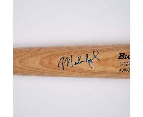 This is a natural wood-colored Rawlings Big Stick #232 Adirondack model bat signed by Marlon Byrd. Certificate of Authenticit
