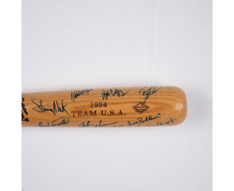 This is a Louisville Slugger commemorative bat signed by John Hoover, Chris Gwynn, Oddibe McDowell, Shane Mack, Will Clark, C