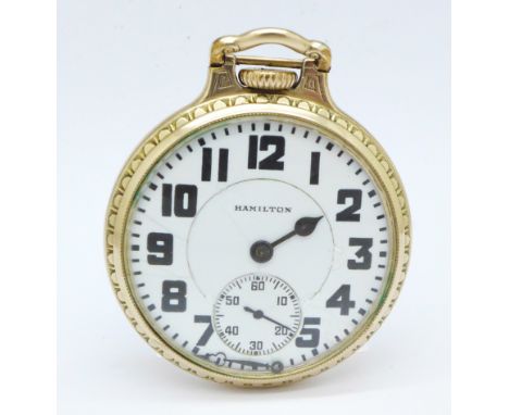 A Hamilton 992 double roller 10k gold filled pocket watch, a/f