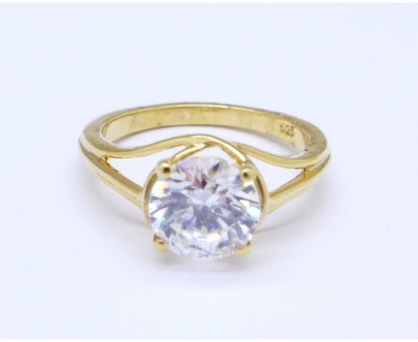A 925 silver Swarovski cubic zirconia solitaire ring, K