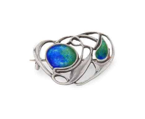 ARCHIBALD KNOX (1864-1933) FOR LIBERTY & CO. 'CYRMIC' BROOCH, CIRCA 1900 silver and enamel, stamped CYMRIC/ STERLING 2.8cm w