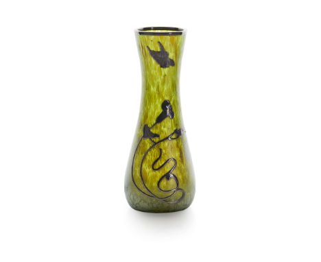  LOETZ, AUSTRIA SUCCESSIONIST 'CRETE' VASE, CIRCA 1900 iridescent papillon glass, with silver overlay 17.5cm high&nbsp;   
