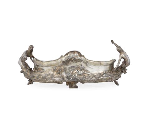  WMF (WURTTEMBERGISCHE METALLWARENFABRIK) JUGENDSTIL CENTREPIECE, CIRCA 1900 silver plated white metal, with cut glass liner 