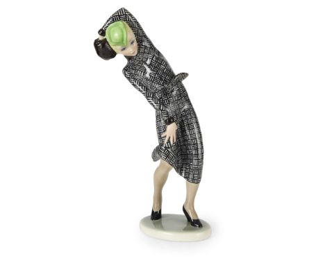  HELEN KÖNIG SCAVINI (1886-1974) FOR LENCI 'COLPO DI VENTO', 1932 polychrome earthenware, painted mark to the base LENCI/ MAD