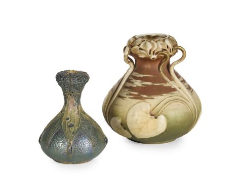 AMPHORA JUGENDSTIL VASE, CIRCA 1900 iridescent glazed earthenware, with gilt embellishments, impressed AMPHORA/ AUSTRIA/ 351