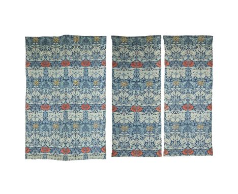  WILLIAM MORRIS (1834-1896) FOR MORRIS & CO. GROUP OF THREE ‘TULIP & ROSE’ PATTERN TEXTILE PANELS, CIRCA 1880 woven woollen 3