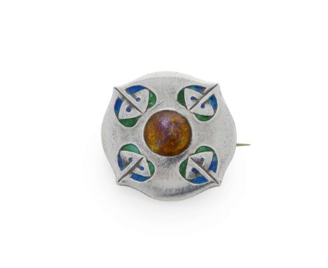  ARCHIBALD KNOX (1864-1933) FOR LIBERTY & CO. BROOCH, CIRCA 1900 silver and enamel, stamped LC&CLD;/ SILVER 2.5cm diameter  L