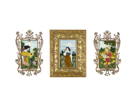  CARL SIGMUND LUBER (1896-1934) PAIR OF JUGENDSTIL WALL PLAQUES, CIRCA 1900 glazed earthenware with tube line decoration, eac