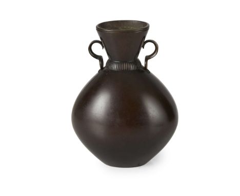  JUST ANDERSEN (1884-1943) ART DECO VASE, CIRCA 1930 patinated bronze, stamped maker's mark B 107 20cm high   