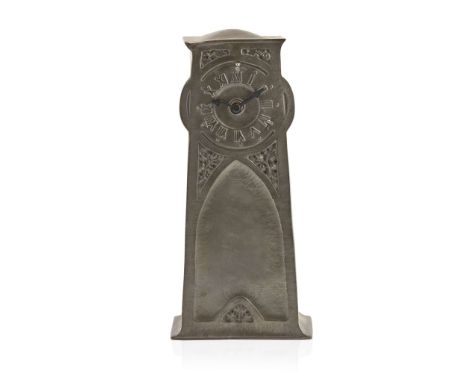  ATTRIBUTED TO BERNARD CUZNER (1877-1956) FOR LIBERTY & CO. 'TUDRIC' CLOCK, CIRCA 1902 pewter, stamped TUDRIC&nbsp; 33.5cm hi