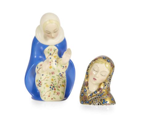  PAOLA BOLOGNA (1898-1960) FOR LENCI KNEELING MADONNA, 1937 polychrome decorated pottery, painted mark LENCI/ TORINO/ G-1937-