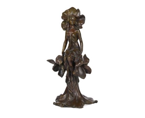  ALFRED FORETAY (1861-1944) ART NOUVEAU FIGURE, CIRCA 1910 patinated bronze, signed in the bronze A. FORETAY 36.5cm high   