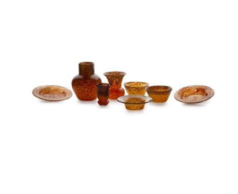  JOHN MONCRIEFF LTD., PERTH COLLECTION OF 'MONART' WARES, CIRCA 1930 glass, comprising; a VASE, maker's label, model OF VIII,