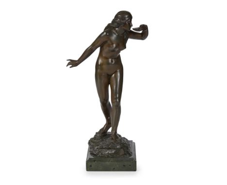  ADOLF MULLER-CREFELD (1863-1934) 'NYMPHE AN DER QUELLE', CIRCA 1900 bronze, on marble plinth, signed in the bronze MULLER-CR