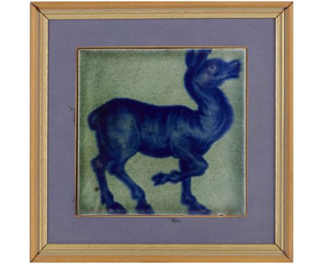  WILLIAM DE MORGAN (1839-1917) 'DOE', AN ARTS & CRAFTS 6-INCH TILE, CIRCA 1890 glazed earthenware, mounted in later frame 15.