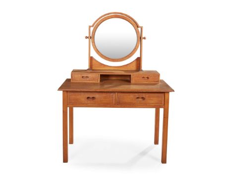  AMBROSE HEAL (1872-1959) FOR HEAL & SON DRESSING TABLE & STOOL, CIRCA 1910 unpolished chestnut, the stool with later-upholst