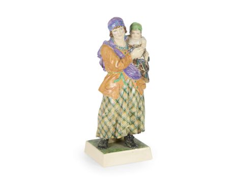  CHARLES VYSE (1882-1971) ‘MADONNA OF THE RACECOURSE’, CHELSEA POTTERY FIGURE, 1927 painted and glazed pottery, painted marks