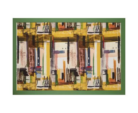  JOHN PIPER (1903-1992) FOR DAVID WHITEHEAD LTD. 'COTSWOLD' FRAMED PANEL, CIRCA 1962 screen-printed cotton 72.5cm x 117cm (fr