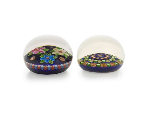  PAUL YSART FOR JOHN MONCRIEFF LTD., PERTH TWO PAPERWEIGHTS, CIRCA 1930 glass, comprising; a ‘TRIPLE FLOWER’ PAPERWEIGHT, sig