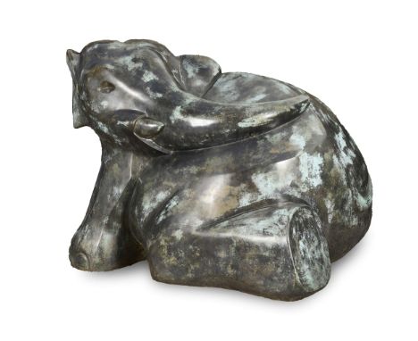  LAURENCE BRODERICK (1935-2024) 'INDIAN ELEPHANT CALF' patinated bronze, inscribed LAURENCE BRODERICK INDIAN ELEPHANT CALF 2/