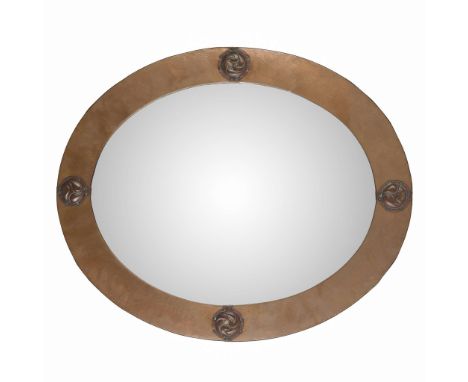  LIBERTY & CO., LONDON ARTS & CRAFTS WALL MIRROR, CIRCA 1910 copper, mirror plate, ivorine maker's label 52cm x 63cm&nbsp;   