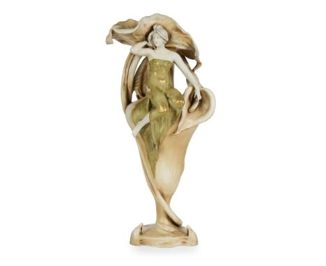  EDUARD STELLMACHER (1868-1932) AMPHORA 'CALLA LILY' VASE, CIRCA 1896 painted, glazed and gilded earthenware, stamped IMPERIA