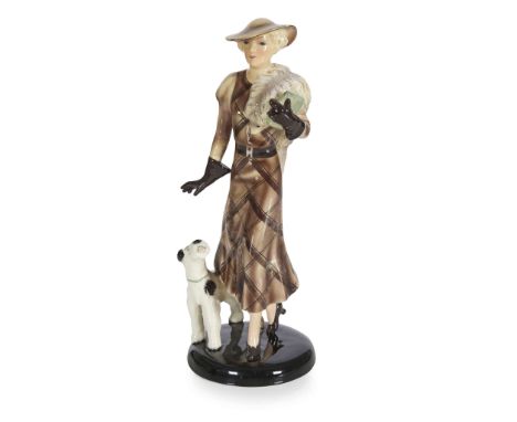  JOSEF LORENZL (1892-1950) FOR GOLDSCHEIDER ART DECO FIGURE, CIRCA 1930 painted and glazed earthenware, stamped GOLDSCHEIDER/