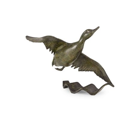  SIMON GUDGEON (B. 1958) DUCK IN FLIGHT patinated bronze, signed in the bronze SG 10/12 28.5cm high&nbsp;   