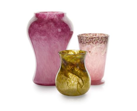  JOHN MONCRIEFF LTD., PERTH THREE 'MONART' VASES, CIRCA 1930 glass, comprising; a VASE, model FA VI, 23.5cm high; another VAS