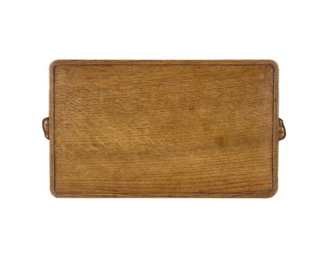  ROBERT 'MOUSEMAN' THOMPSON (1876-1955) TRAY, 1930'S/1940'S oak, with carved mouse signature&nbsp; 51.5cm wide, 31cm deep   
