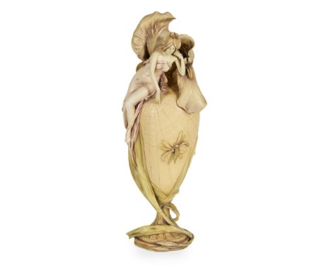  EDUARD STELLMACHER (1868-1932) AMPHORA 'IRIS NYMPH' VASE, CIRCA 1900 painted and glazed earthenware, impressed maker's marks
