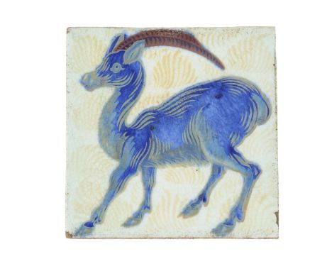  WILLIAM DE MORGAN (1839-1917) 'ANTELOPE' TRIPLE LUSTRE TILE, 1898 lustre-glazed earthenware, stamped verso DM98 15.3cm squar