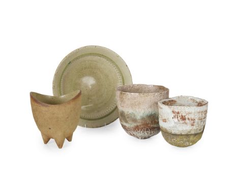  WAISTEL COOPER (1921-2003) THREE FOOTED BOWL stoneware, signed to the base WAISTEL, 18.5cm high; together with a RICHARD BAT