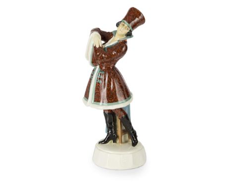  JOSEF LORENZL (1892-1950) FOR GOLDSCHEIDER, VIENNA RUSSIAN COSSACK, CIRCA 1930 glazed earthenware, stamped factory marks, in